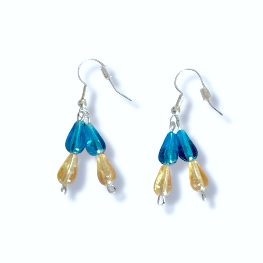 3 FOR $10 HANDCRAFTED Translucent Teardrop Double Beaded Earrings